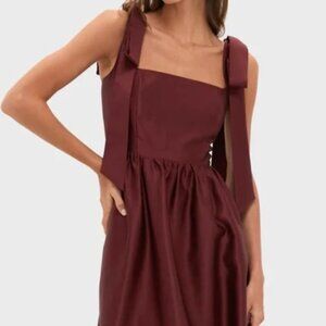 Oxblood Dupioni Bow Esme Dress